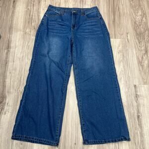 Women’s Blue Wide Leg Jeans High Rise Relaxed Fit Size XL (W34 L30)